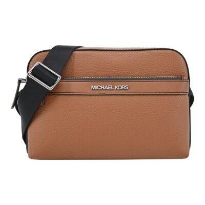 MICHAEL KORS MICHAEL KORS COOPER男款荔枝紋雙拉鍊斜背包-棕37F2LCOC5L-64LU