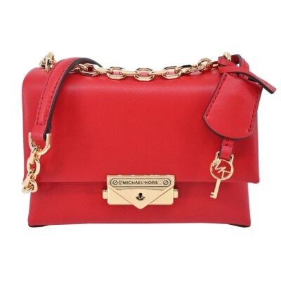 MICHAEL KORS MICHAEL KORS CECE金字LOGO鎖頭吊飾釦式肩背/斜背包-小/紅35F2G0EC5O-16BR