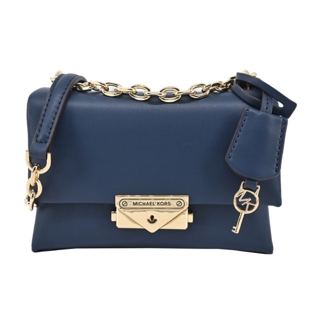 MICHAEL KORS CECE金字LOGO鎖頭吊飾釦式肩背/斜背包-小/深藍35F2G0EC5O-47NA