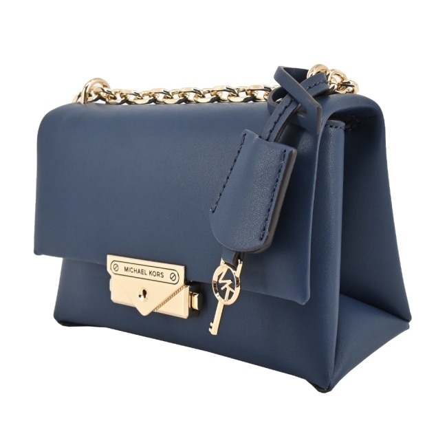 MICHAEL KORS CECE金字LOGO鎖頭吊飾釦式肩背/斜背包-小/深藍35F2G0EC5O-47NA