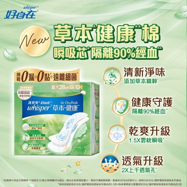 好自在AirDryFresh草本健康日用量大28cm10片