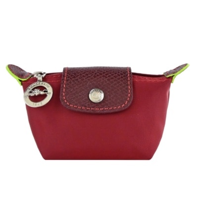 LONGCHAMP LONGCHAMP LE PLIAGE GREEN系列撞色再生尼龍水餃零錢包(紅)30016-919-P59