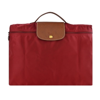 LONGCHAMP LONGCHAMP LE PLIAGE系列再生尼龍手提摺疊公事包(小/紅)2182-089-P59