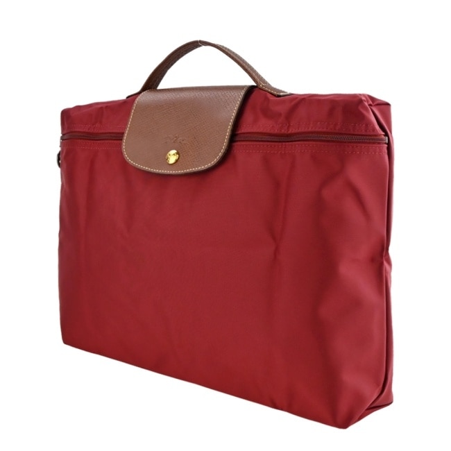 LONGCHAMP LE PLIAGE系列再生尼龍手提摺疊公事包(小/紅)2182-089-P59