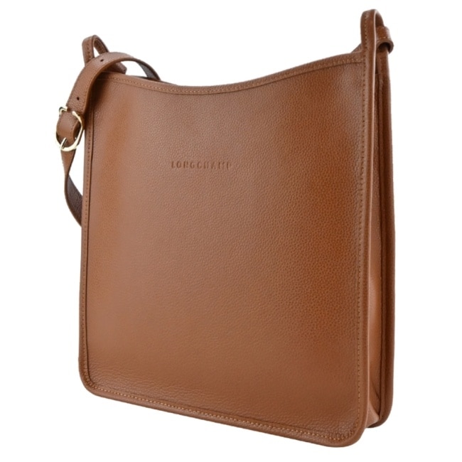 LONGCHAMP LE FOULONNE系列牛皮直式斜背包(大/焦糖)10140-021-121