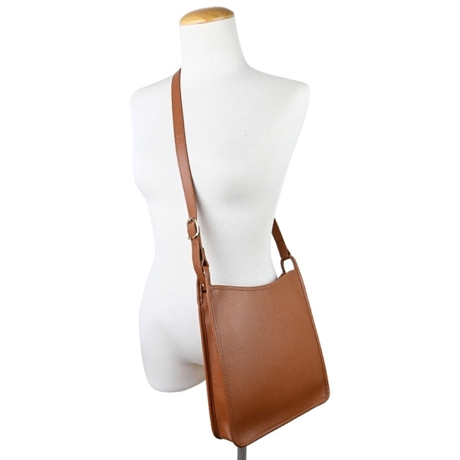LONGCHAMP LE FOULONNE系列牛皮直式斜背包(大/焦糖)10140-021-121