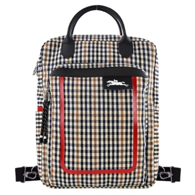 LONGCHAMP LONGCHAMP LE PLIAGE 系列千鳥格紋電腦後背包(藍x棕)20023-HBH-B85