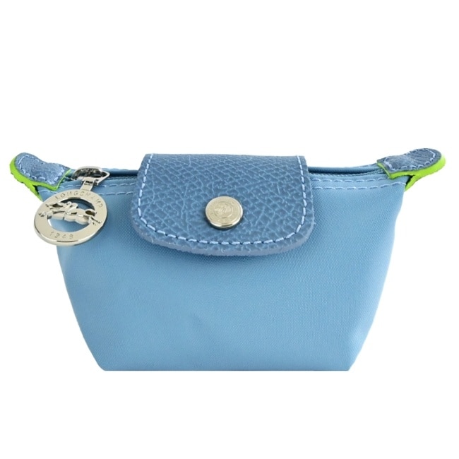 LONGCHAMP LE PLIAGE GREEN系列撞色再生尼龍水餃零錢包(雷雨藍)30016-919-P58