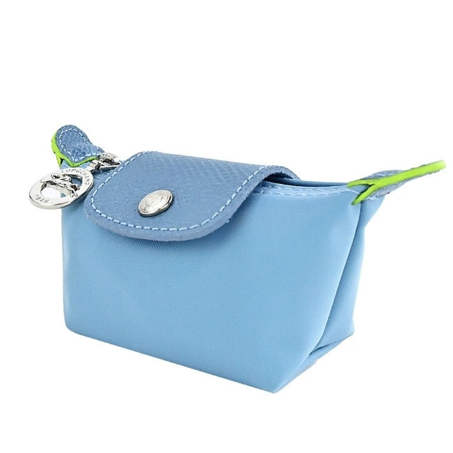LONGCHAMP LE PLIAGE GREEN系列撞色再生尼龍水餃零錢包(雷雨藍)30016-919-P58