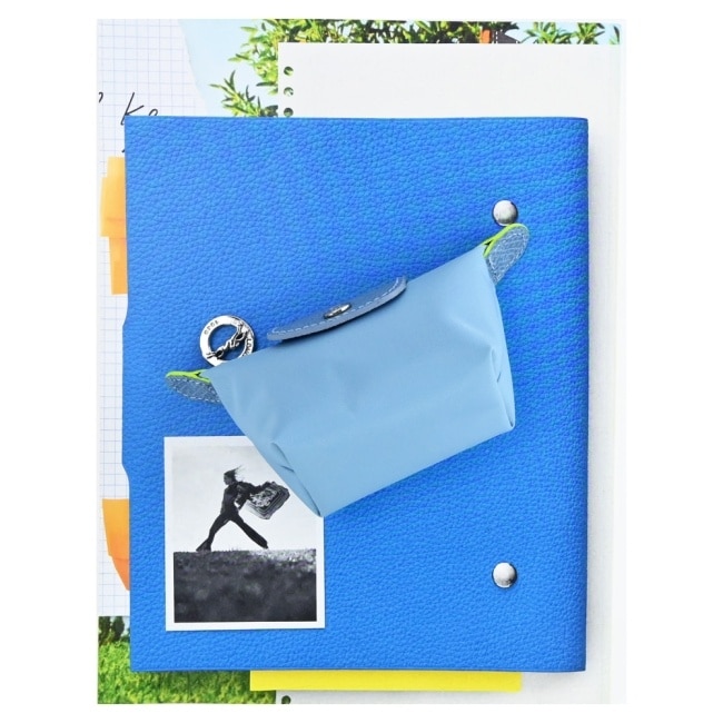 LONGCHAMP LE PLIAGE GREEN系列撞色再生尼龍水餃零錢包(雷雨藍)30016-919-P58
