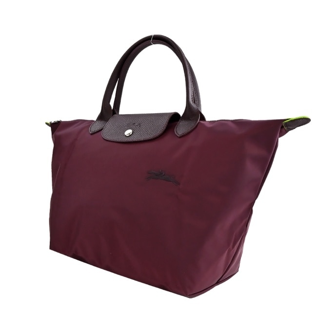 LONGCHAMP LE PLIAGE GREEN系列刺繡手提水餃包(中/酒紅)1623-919-009