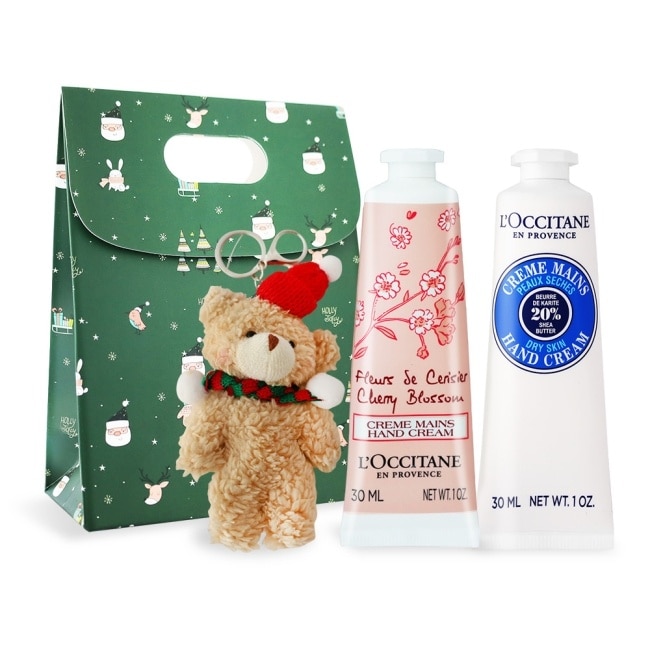 L’OCCITANE 歐舒丹 經典護手霜30MLX2禮袋組-櫻花+乳油木-國際航空版