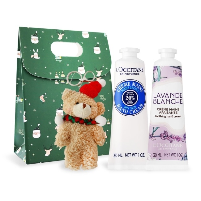 L’OCCITANE 歐舒丹 經典護手霜30MLX2禮袋組-白薰衣草+乳油木-國際航空版