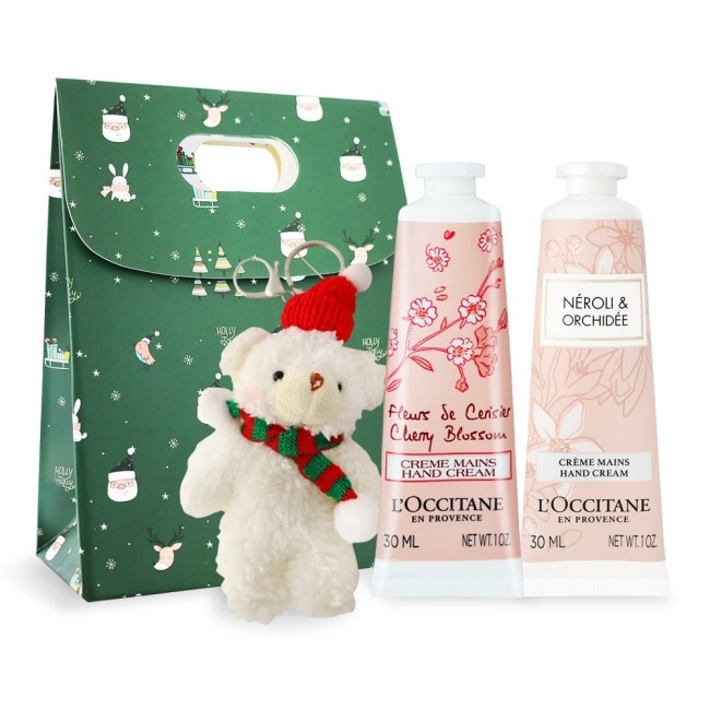 L’OCCITANE 歐舒丹 經典護手霜30MLX2禮袋組-櫻花+橙花&蘭花-國際航空版