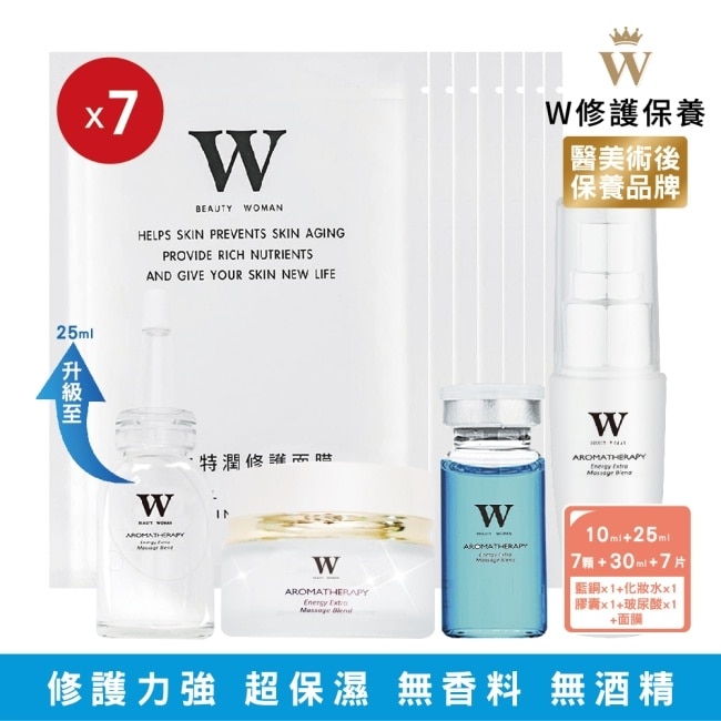 【W修護保養】黃金密集七天修護4件組+蝸牛特潤修護面膜7片