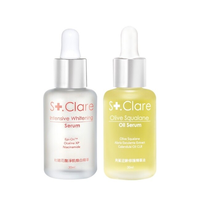 St.Clare聖克萊爾 角鯊逆齡修護精華油30ml+杜鵑花酸淨肌煥白精華30ml
