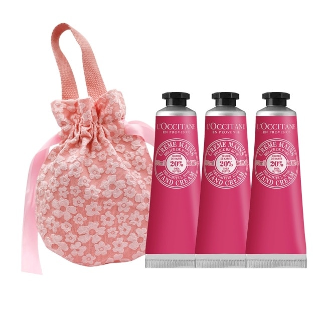 L’OCCITANE 歐舒丹 經典護手霜30MLX3禮袋組-專櫃公司貨-乳油木玫瑰X3