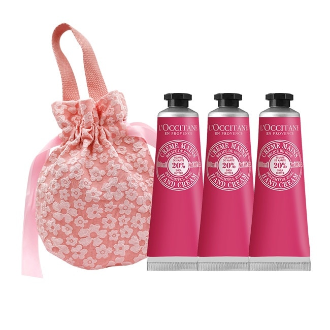 L’OCCITANE 歐舒丹 經典護手霜30MLX3禮袋組-專櫃公司貨-乳油木玫瑰X3