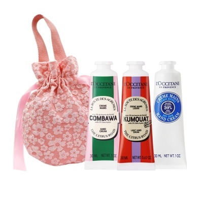 L OCCITANE L’OCCITANE 歐舒丹 經典護手霜30MLX3禮袋組-乳油木+卡菲爾乳油+康果乳油舒芙-專櫃公司貨
