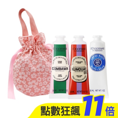 L’OCCITANE 歐舒丹 L’OCCITANE 歐舒丹 經典護手霜30MLX3禮袋組-乳油木+卡菲爾乳油+康果乳油舒芙-專櫃公司貨