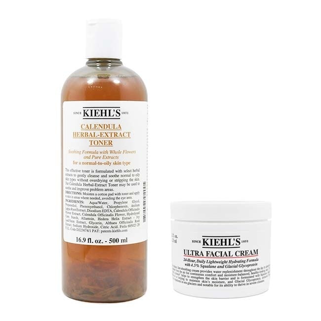 Kiehls 契爾氏 金盞花化妝水+蛋白保濕霜 保養組(500ml+125ml)