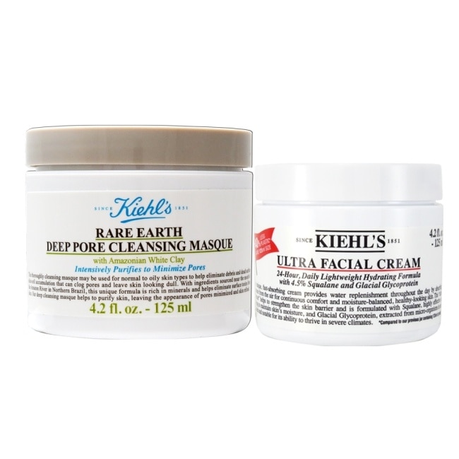 KIEHLS冰河醣蛋白保濕霜125ml+亞馬遜白泥淨緻毛孔面膜 125ml