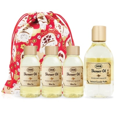 SABON SABON 經典沐浴香氛組[(300ml+100MLX3]送束口袋-國際航空版