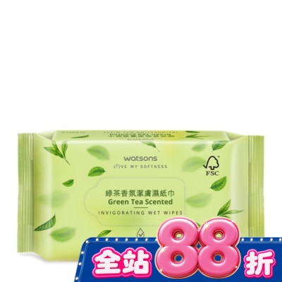 Watsons 屈臣氏 - 屈臣氏綠茶香氛潔膚濕紙巾80片 image
