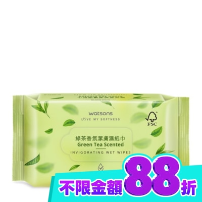 Watsons 屈臣氏 屈臣氏綠茶香氛潔膚濕紙巾80片 image