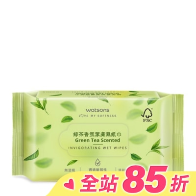 Watsons 屈臣氏 屈臣氏綠茶香氛潔膚濕紙巾80片