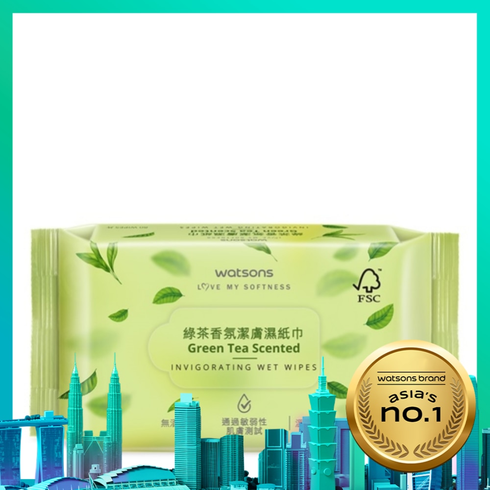 屈臣氏綠茶香氛潔膚濕紙巾80片