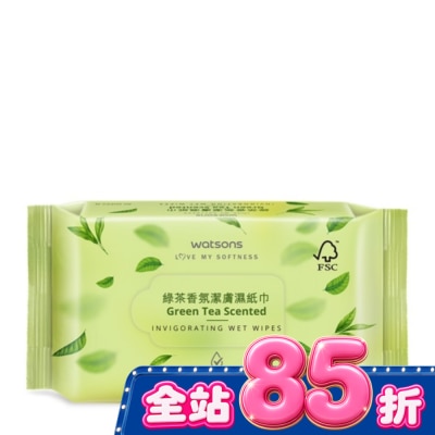 Watsons 屈臣氏 屈臣氏綠茶香氛潔膚濕紙巾80片 image