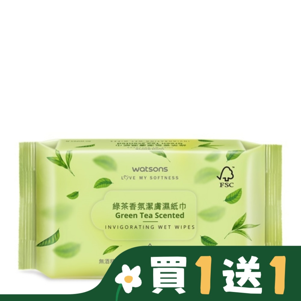 屈臣氏綠茶香氛潔膚濕紙巾80片