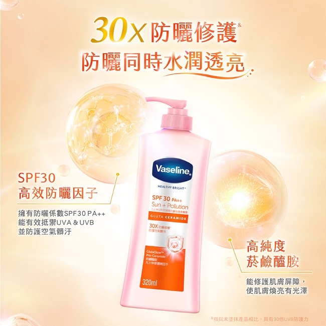 凡士林SPF30透亮防曬修護潤膚露320ML(身體乳液)