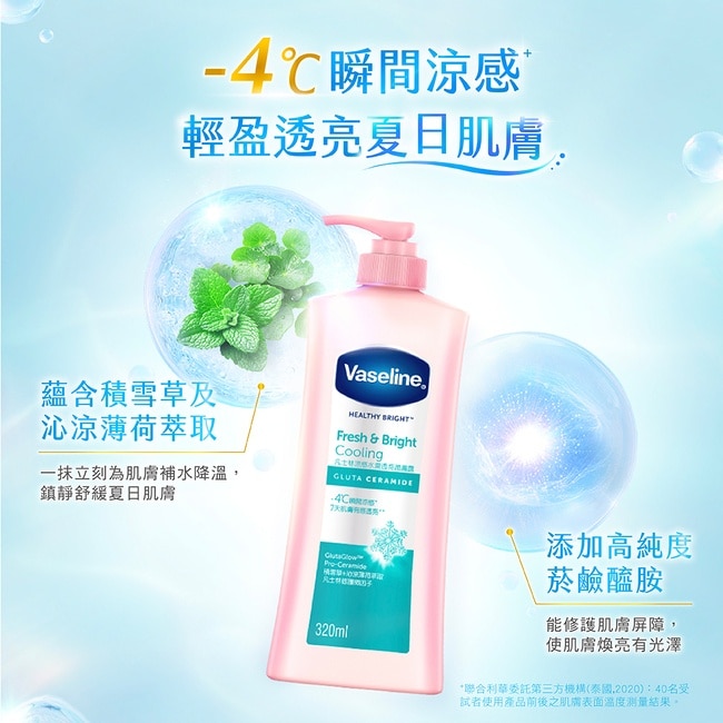 凡士林涼感水潤透亮潤膚露320ML(身體乳液)