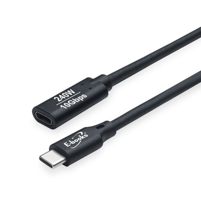 E-books XA57 240W Type C 高速10Gbps公對母充電傳輸延長線-1M