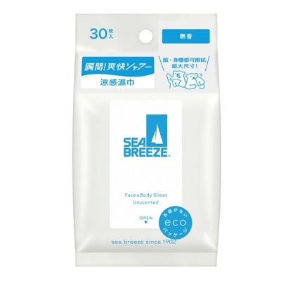 SEA BREEZE SEA BREEZE臉&身體兩用 涼感濕巾30入_無香