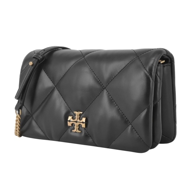 TORY BURCH KIRA 鑽石絎縫翻蓋斜背包-黑158624-001