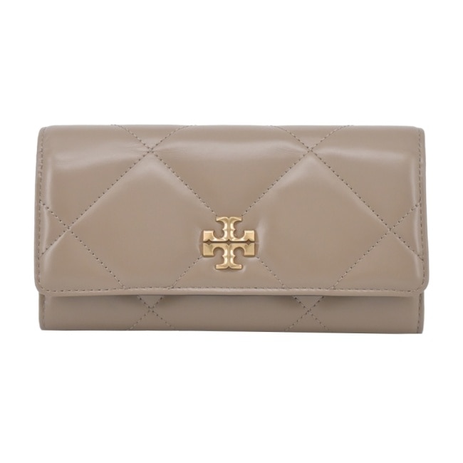 TORY BURCH KIRA 菱格紋翻蓋長夾-灰163955-250