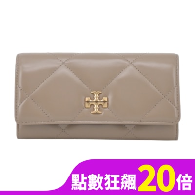 TORYBURCH TORY BURCH KIRA 菱格紋翻蓋長夾-灰163955-250