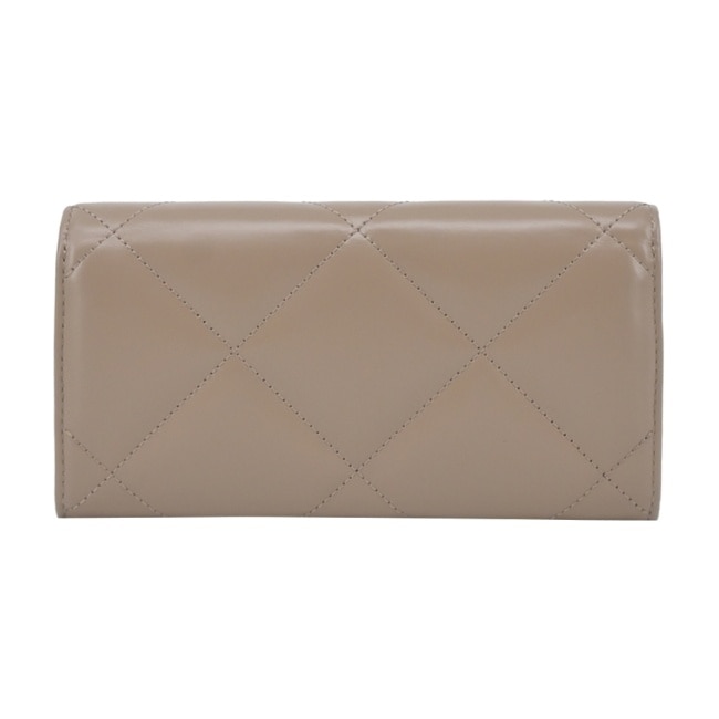 TORY BURCH KIRA 菱格紋翻蓋長夾-灰163955-250