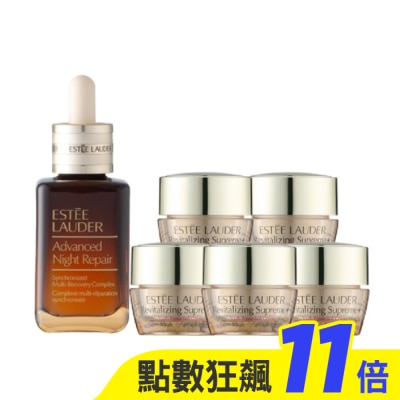 ESTEE LAUDER 雅詩蘭黛 【ESTEE LAUDER 雅詩蘭黛】特潤超導全方位修護露50ml+膠原霜15mlx5 公司貨(小棕瓶)