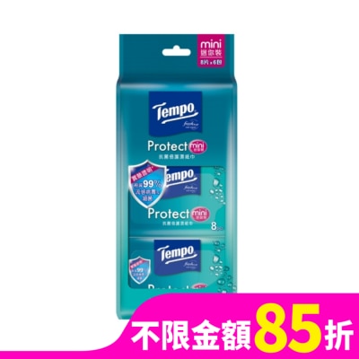 TEMPO Tempo抗菌倍護濕巾迷你裝8抽6包