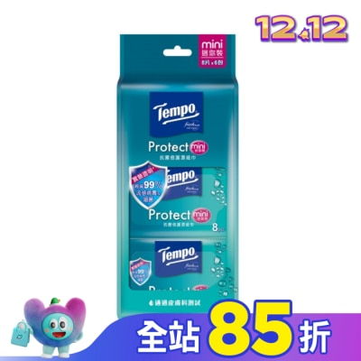 TEMPO Tempo抗菌倍護濕巾迷你裝8抽6包