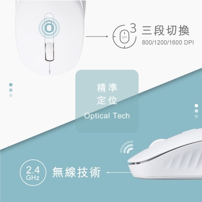 E-books M80 完美手感型四鍵式靜音無線滑鼠