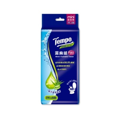 TEMPO Tempo濕式衛生紙迷你裝-清爽蘆薈7抽6包