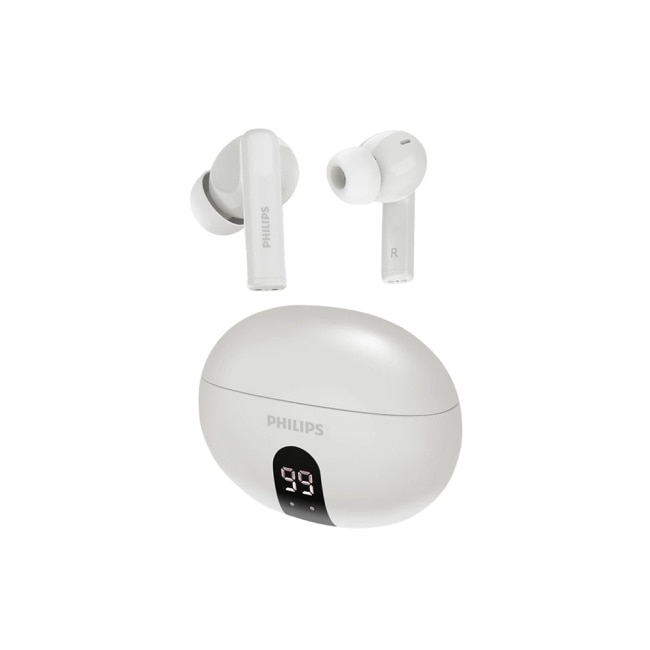 PHILIPS 主動抗噪ANC數顯無線藍牙耳機(白)-TAT3559WT