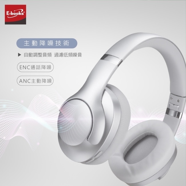 E-books SS64 AI主動降噪技術ANC+ENC藍牙5.3耳罩耳機