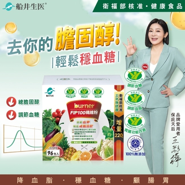 小屈獨家加碼超值組! 船井FIP100纖維粉3.5gX90包贈6包 共96包(國家健康食品核准3功效)