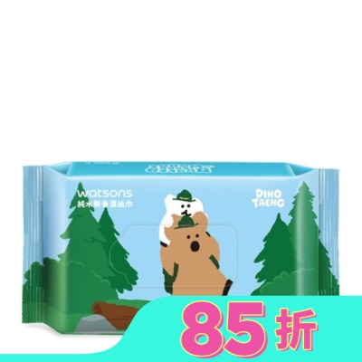屈臣氏 屈臣氏純水無香濕紙巾80抽-藍(DINOTAENG)